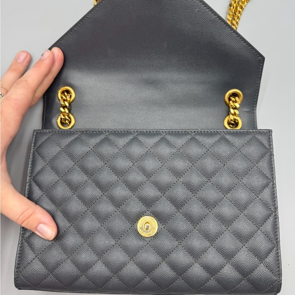 YSL Grey / Blue Medium triquilt flap bag - Picture 10 of 12